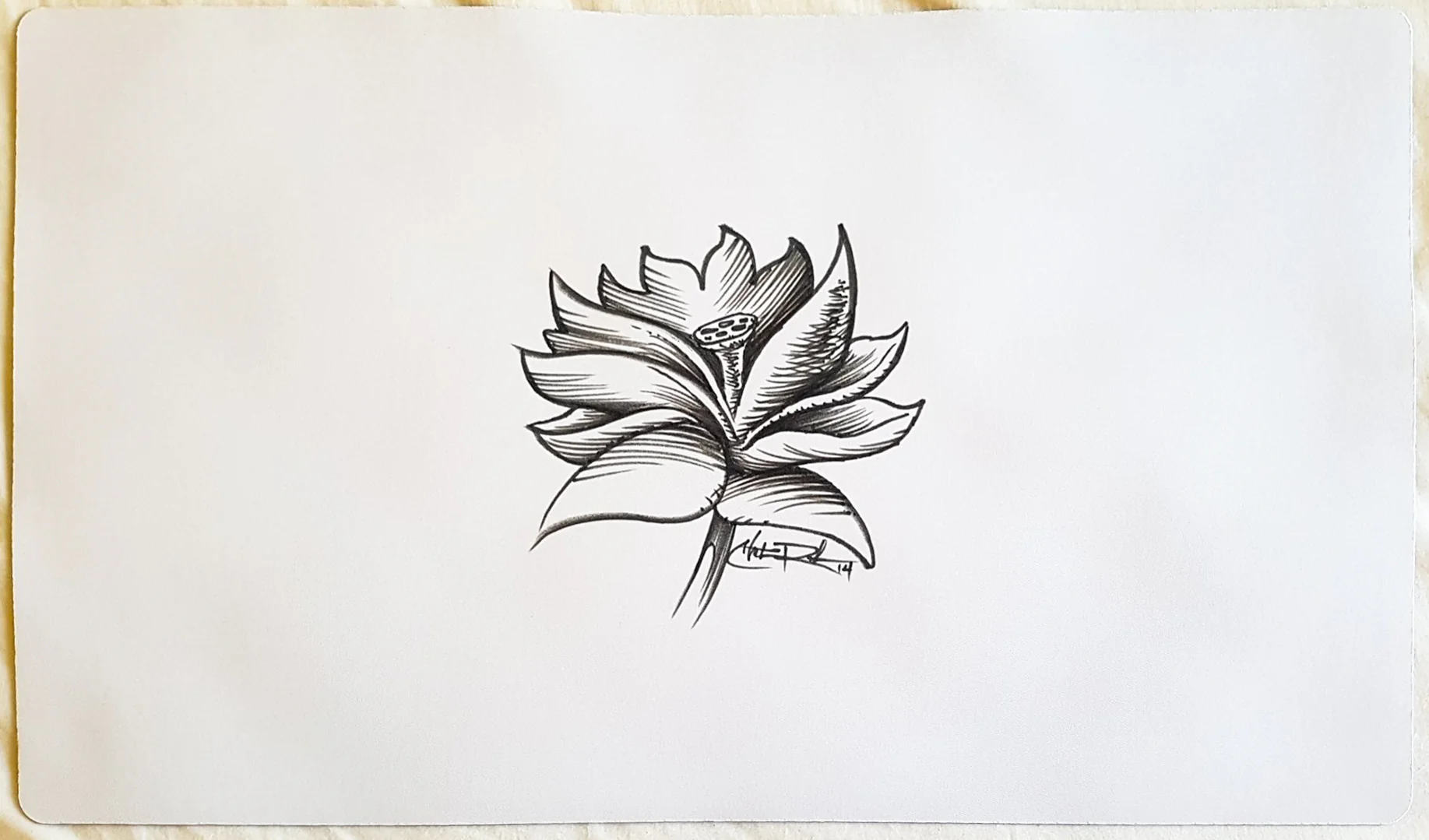 Black Lotus - Christopher Rush - Hand Drawn & Signed by Artist - MTG Playmat