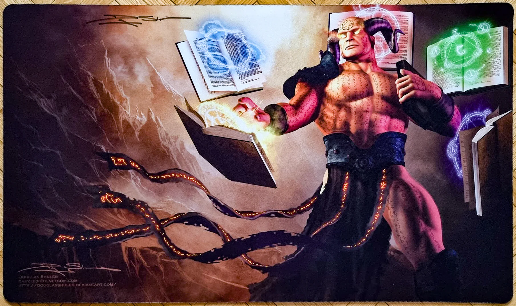 Demonic Tutor [Reimagined] - Douglas Shuler - Signed MTG Playmat