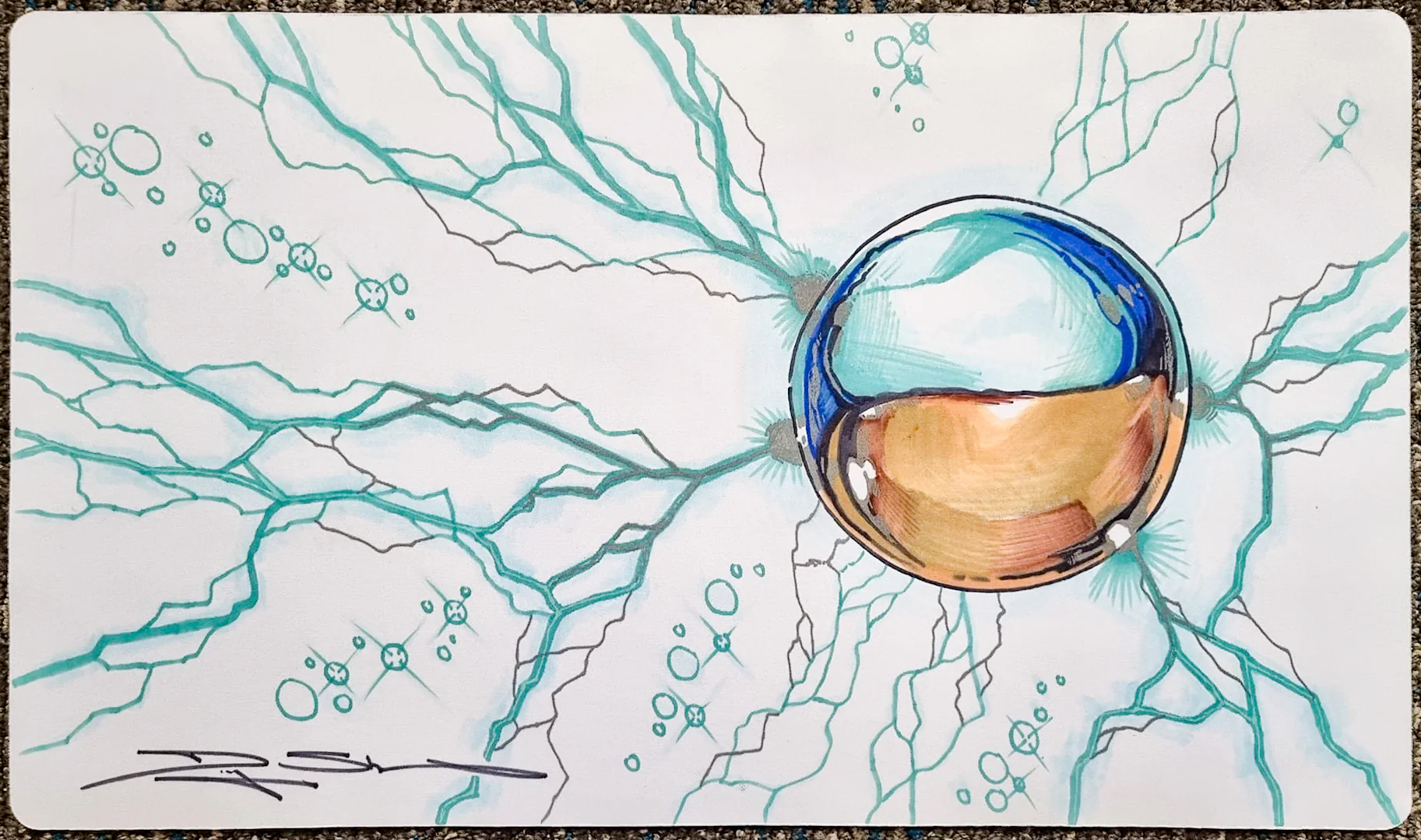 Icy Manipulator - Douglas Shuler - Hand Drawn - Signed by the Artist - MTG Playmat