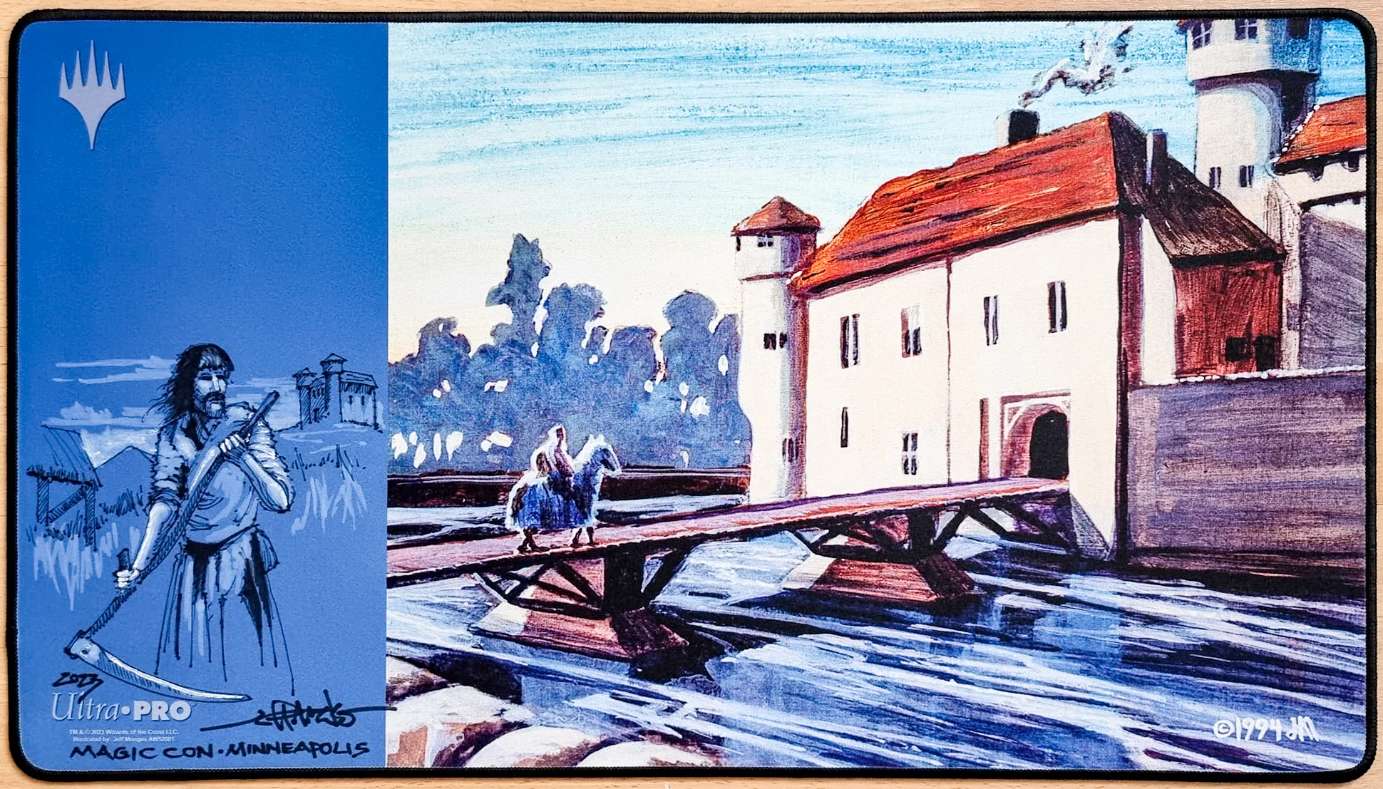 Moat - Jeff A. Menges - Sketched [Sword to Plowshares] - MagicCon Minneapolis - Signed & Stitched MTG Playmat