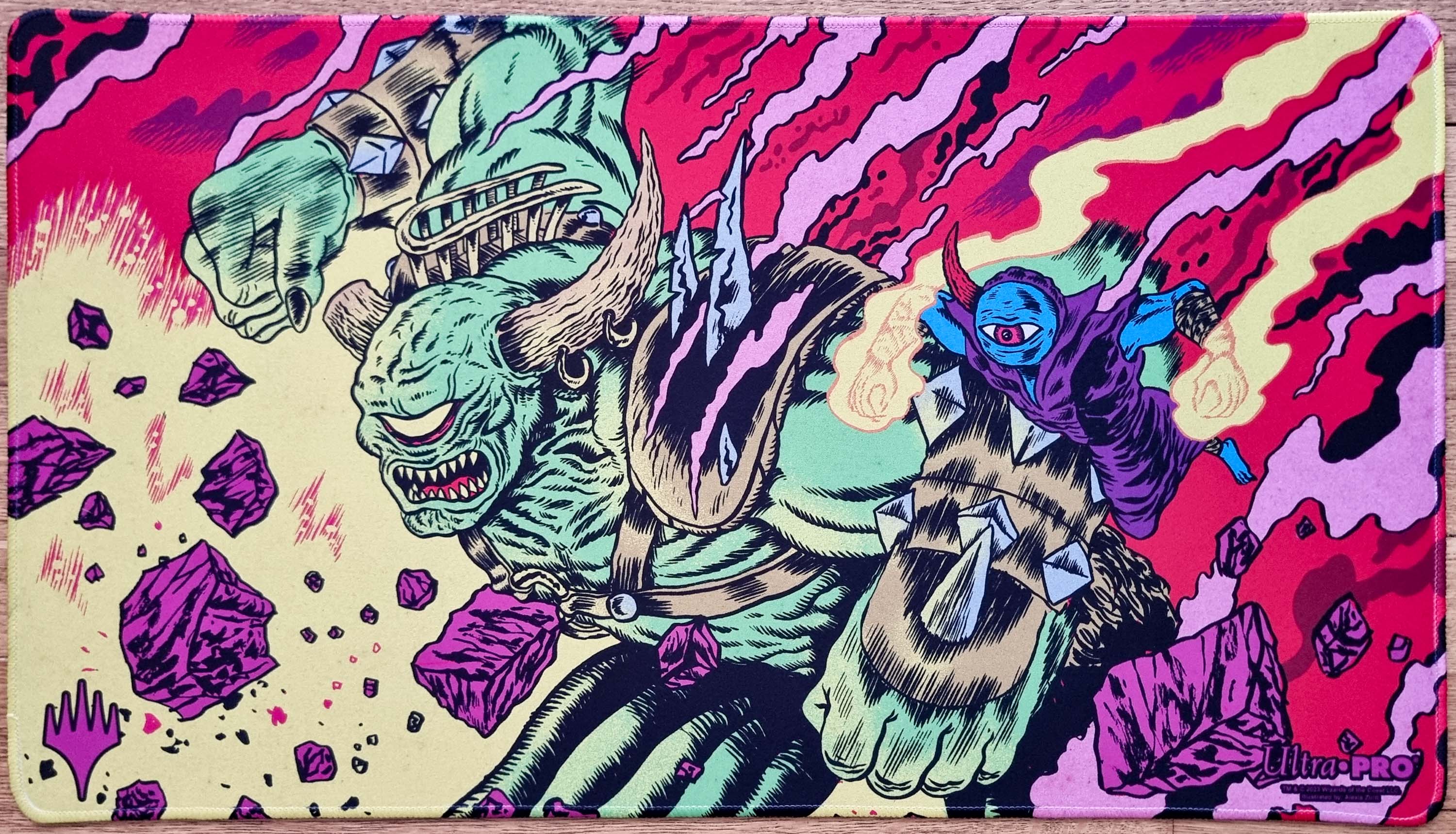 Okaun, Eye of Chaos & Zndrsplt, Eye of Wisdom - Alexis Ziritt - Stitched MTG Playmat