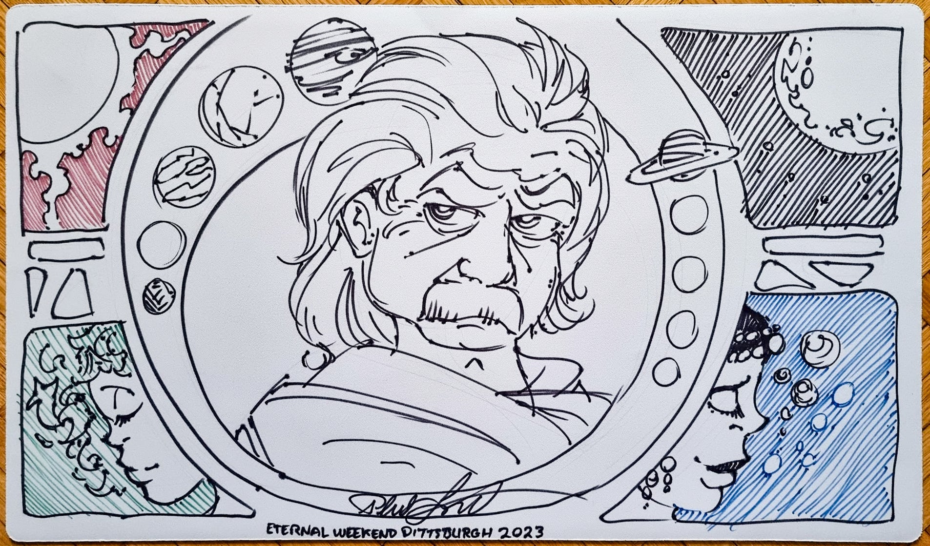Presence of the Master - Phil Foglio - Hand Drawn & Signed MTG Playmat